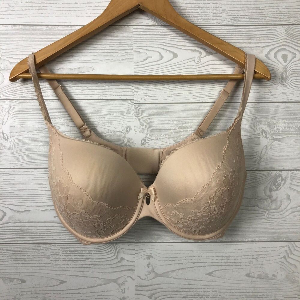 Victoria's Secret Body by Victoria Perfect Shape Bra Women's Size 36DD Lace Nude